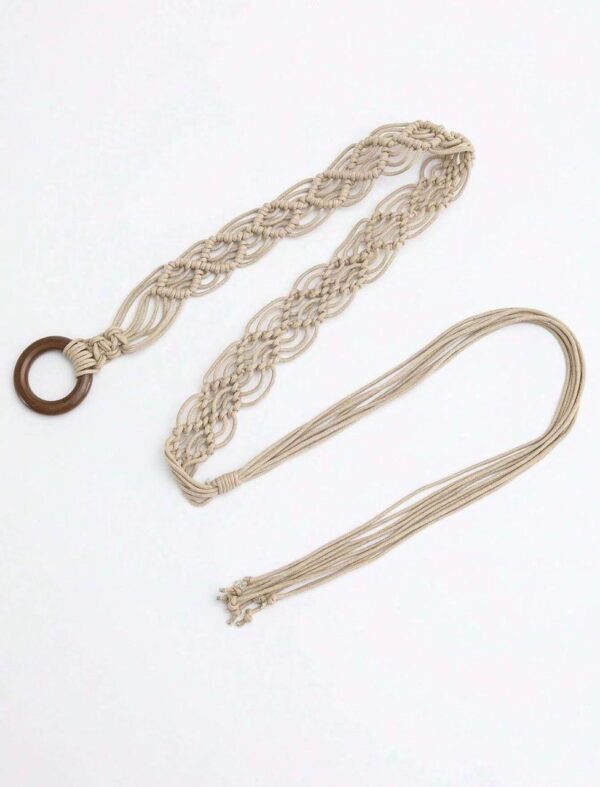 Cinturón blanco tejido en macramé - Imagen 2